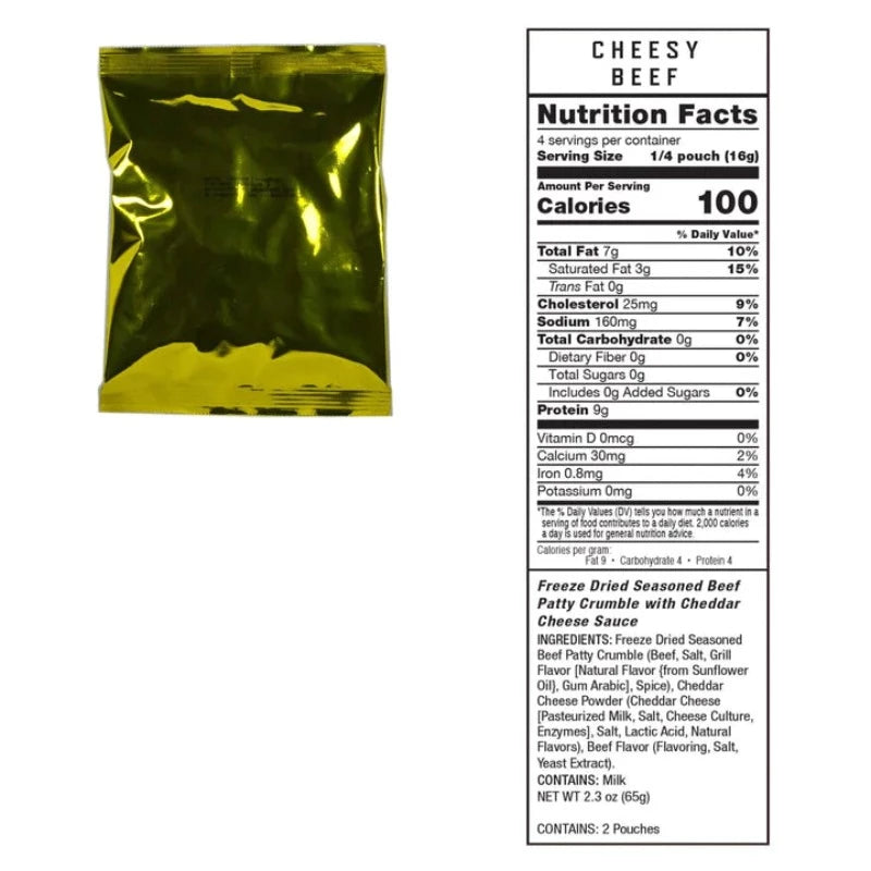 ReadyWise Emergency Storage Cheesy Beef Nutrition Facts