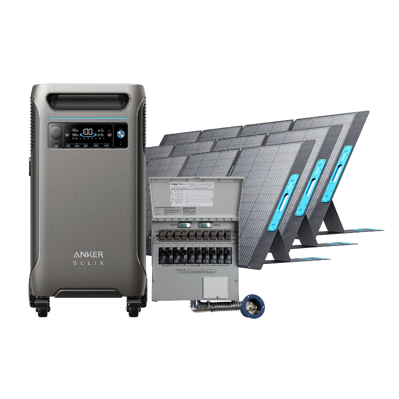 Anker SOLIX F3800 power station and home backup kit + 3 solar panels