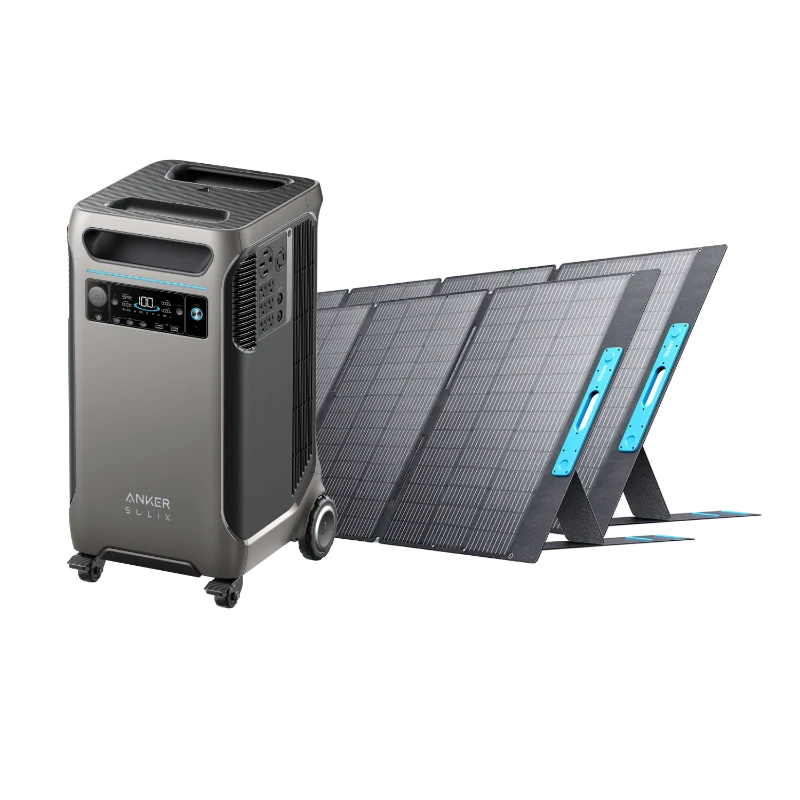 Anker Solix F3800 portable power station and 2 solar panels