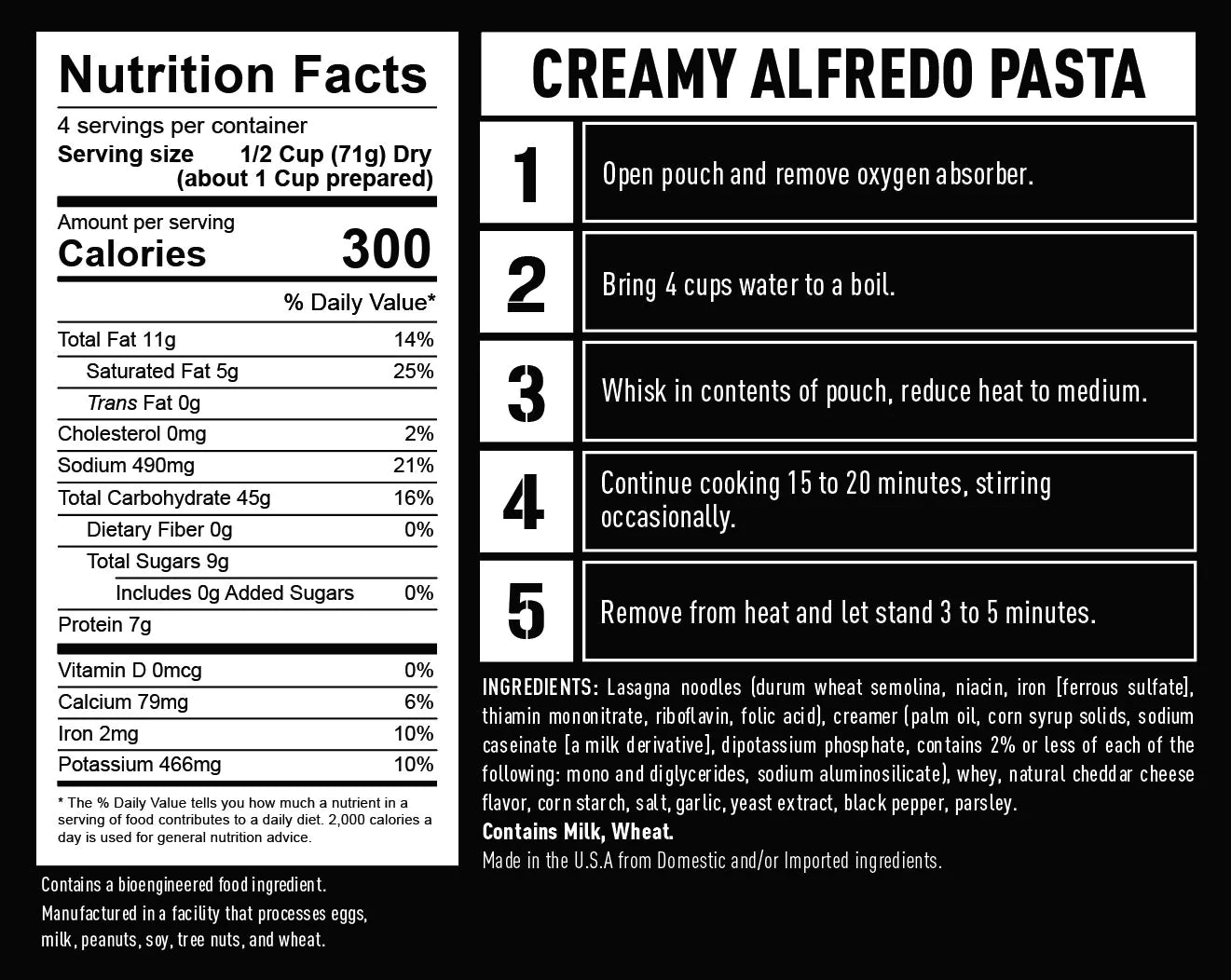 Ready Hour Emergency Food Supply-creamy alfredo pasta