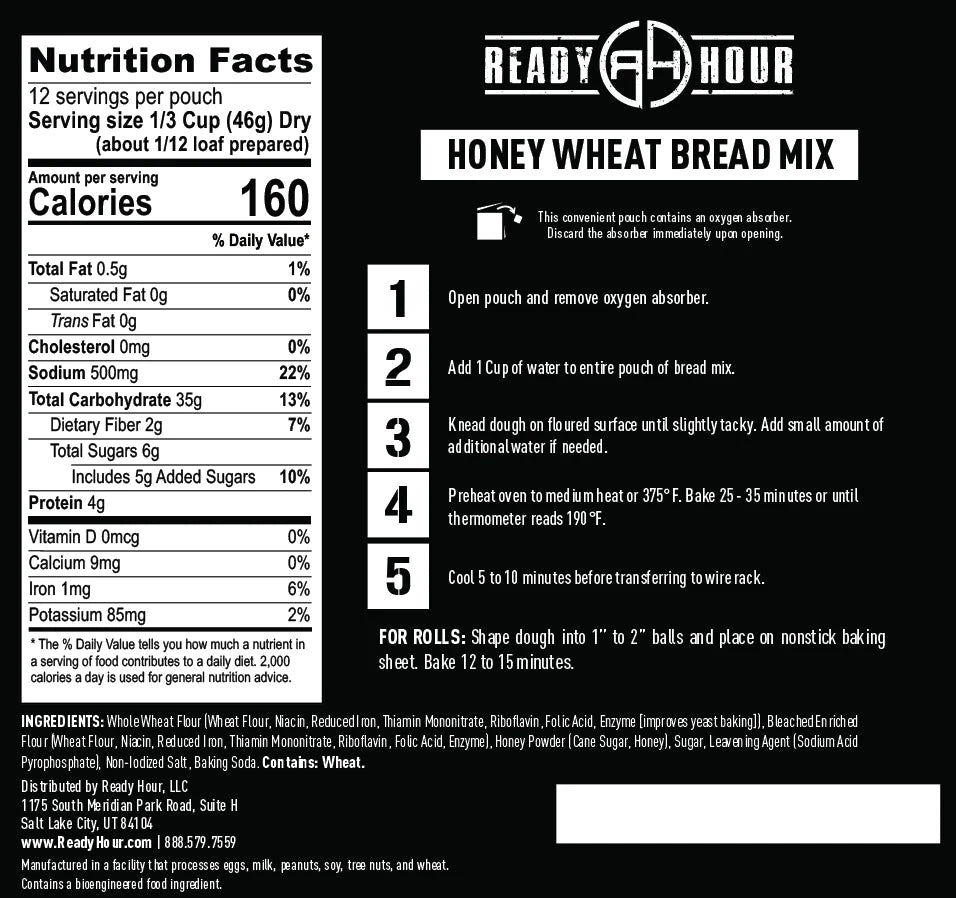 Ready Hour Emergency Food Supply- honey wheat bread