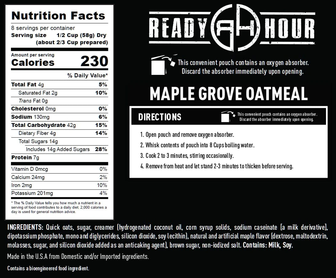 Ready Hour Emergency Food Supply-maple oatmeal