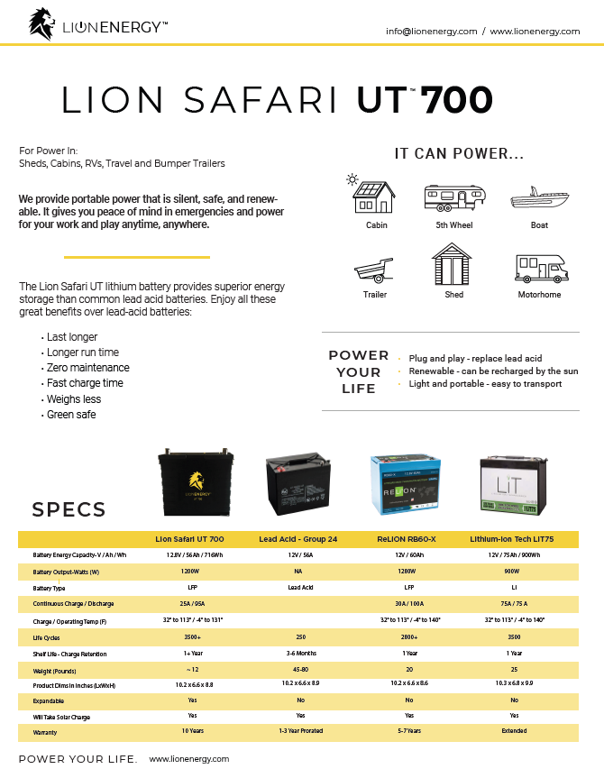 Lion Energy Safari UT 700 Battery view